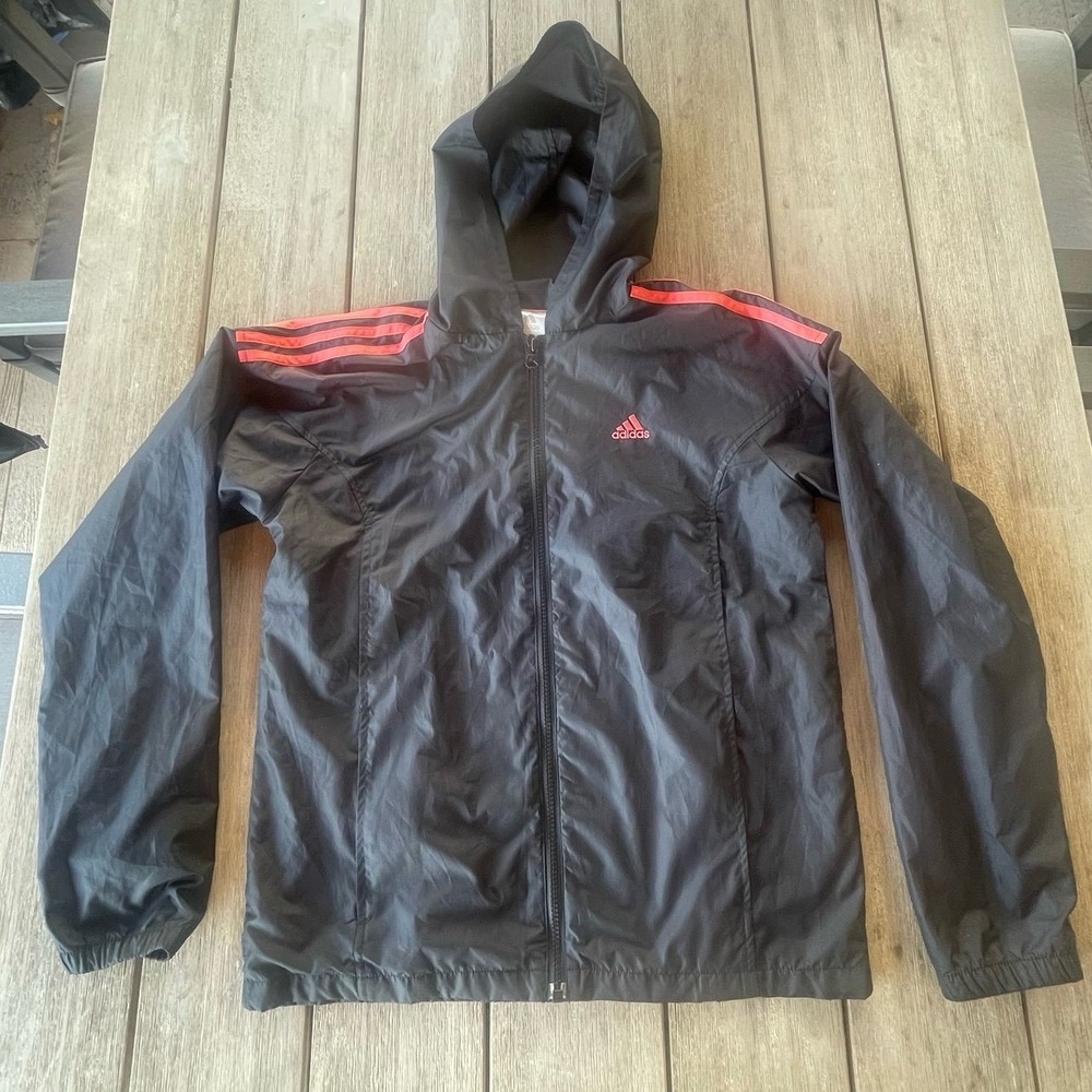 Adidas 3 stripes Women's Lightweight climaproof Jacket - Black Coral - Small